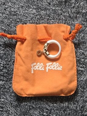 Folli Follie White Anamel Flower Ring